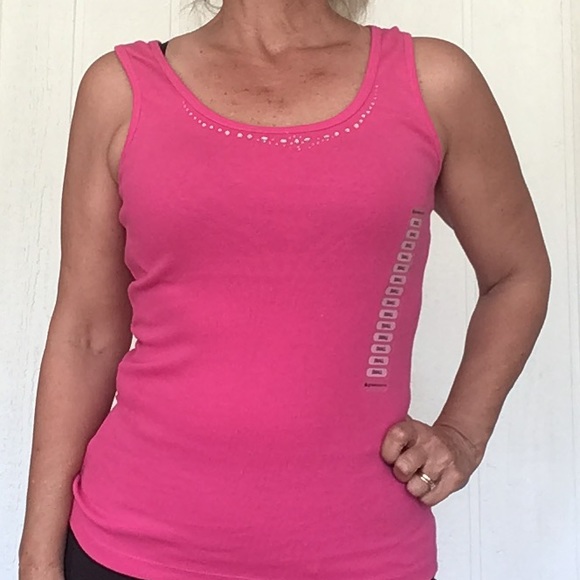 GREENSOURCE PINK EMBELLISHED TANK TOP SMALL NWT - Picture 2 of 11